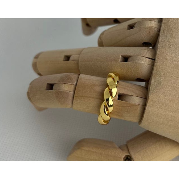 Gold Tone  DoubleTwist Metal Ring Stainless Steel Adjustable Fit Layer Stack - Picture 2 of 2